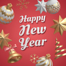 New Year 3D greeting card