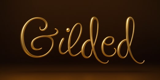 Calligraphic gold text effect.