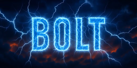 AI-generated electric text effect with lightning surrounding the text.