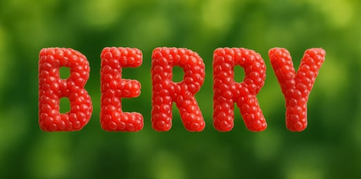 Juicy berry text effect rendered with AI.