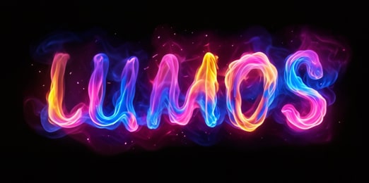 A magical AI text effect featuring a vivid fusion of neon fire and swirling smoke.
