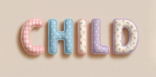 Typography in the shape of kids pillow.