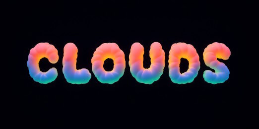 Rainbow clouds text effect.