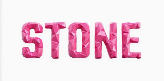 3D text with cartoonish-stone surface.