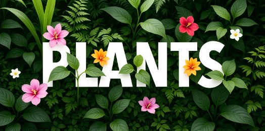 Flora and bushes text design.