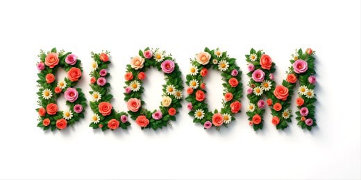 Spring flowers lettering.