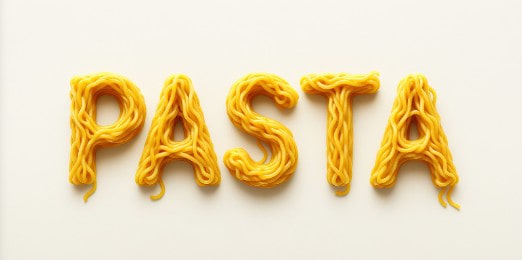 Swirly noodles lettering.