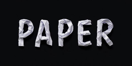 Crumpled paper lettering.