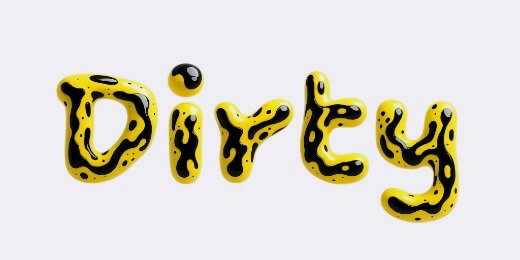 Paint-splattered text effect.