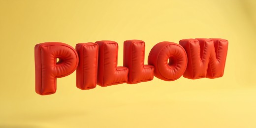 3D perspective on pillow typography.
