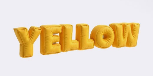 Yellow 3D inflatable text effect.