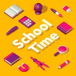 Back to school 3D text.