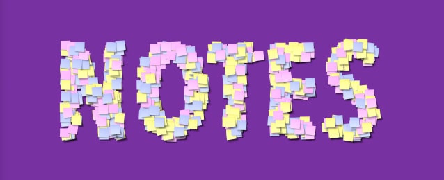 Text formed with sticky notes.