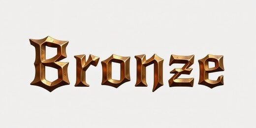 Bronze Gothic text effect with decorative beveled lettering and sculpted metallic edges.