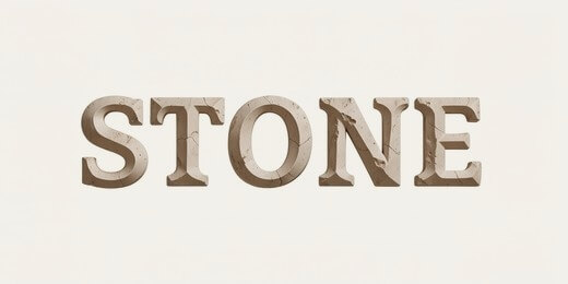 Cracked stone text effect with chiseled serif lettering and realistic beige stone texture.