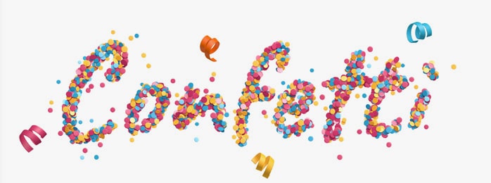 Birthday confetti writing text effect.