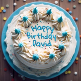 Birthday greeting on a cake.