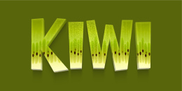 Kiwi 3D texture typography