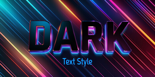 Dark 3D text with back glow.