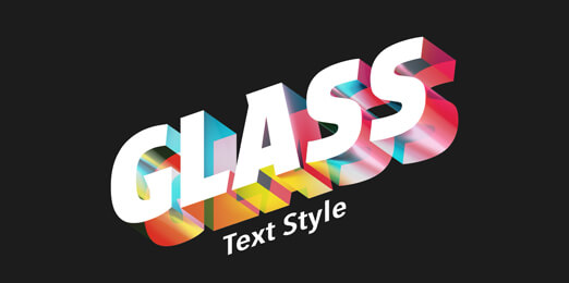Solid glas 3D typography.