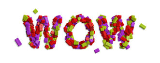 Lego lettering template for word WOW.