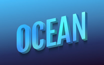 Gradient in 3D typography.