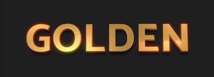 Gold 3D text effect.