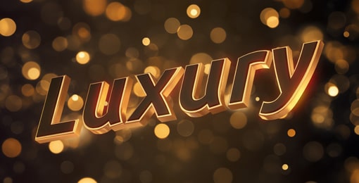Luxury 3D typography with perspective.