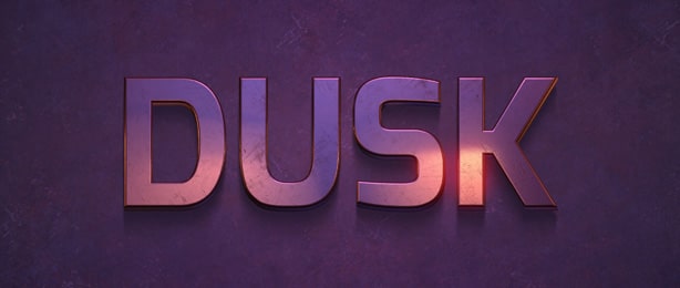 Metallic text effect in the sunset.