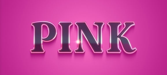 Pink and metallic typography graphics.