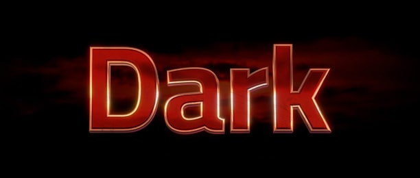 Red metal typography with chamfer.