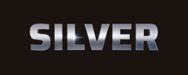 Silver 3D text effect.