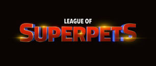 League of Superpets 3D typography with shining chamfer.