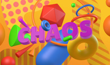 3D text with chaotic graphics.