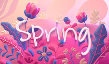 Flat 3D typography graphics.