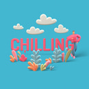 Flat 3D typography with flora.