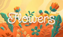 Floristic flat 3D typography.