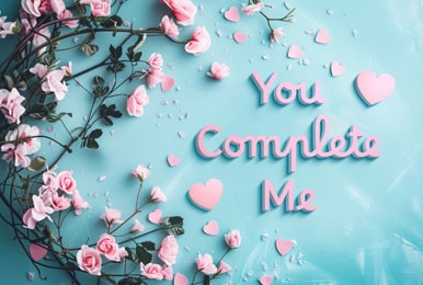 Love and roses in 3D typography.