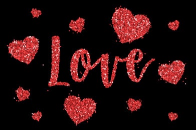 Love laid out with confetti