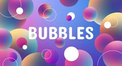 Color gradient bubbles and typography.