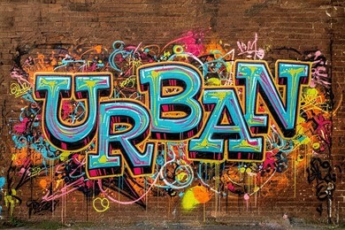 Urban graffiti typography mess template.