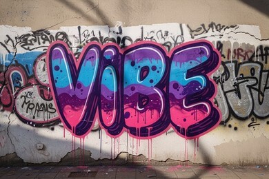 Street graffiti 3D text paining.