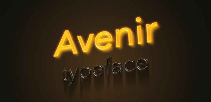Glow text effect with Avenir font.