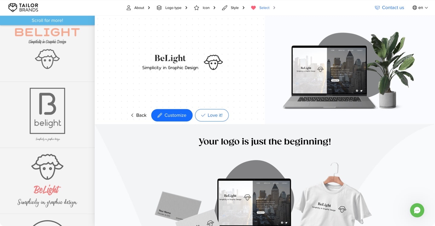 Tailor Brands AI generated logo and branding.