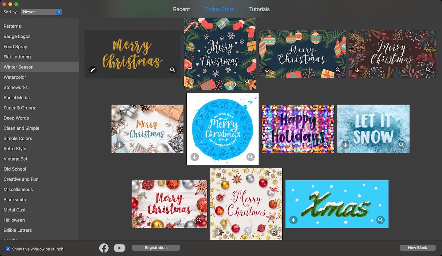 Art Text Christmas templates and New Year text effects.