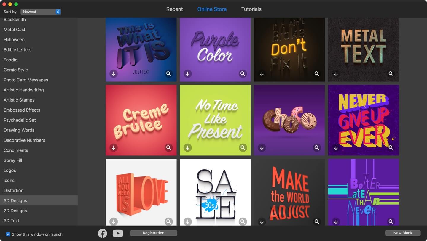 Ready-made text effects and styles.