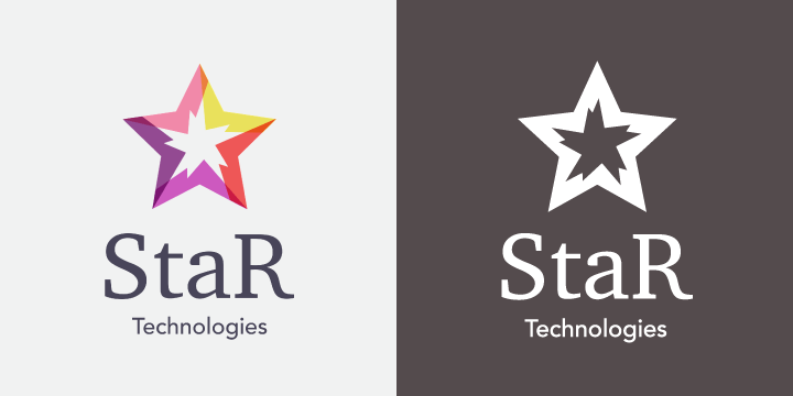 Logo without/with colors applied illustration.