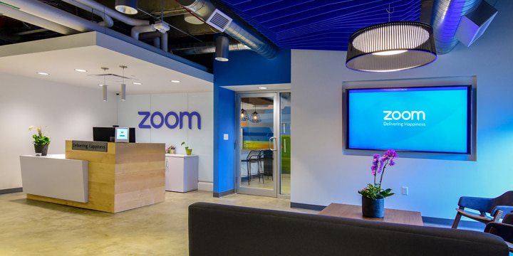 Backlit display at the Zoom office.