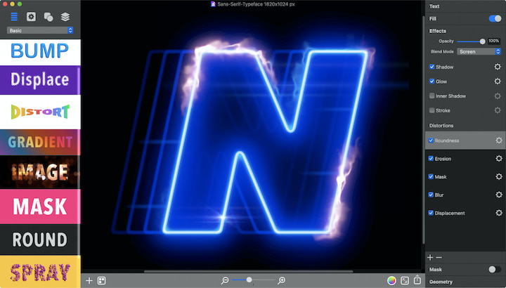 Sans serif typeface letter.
