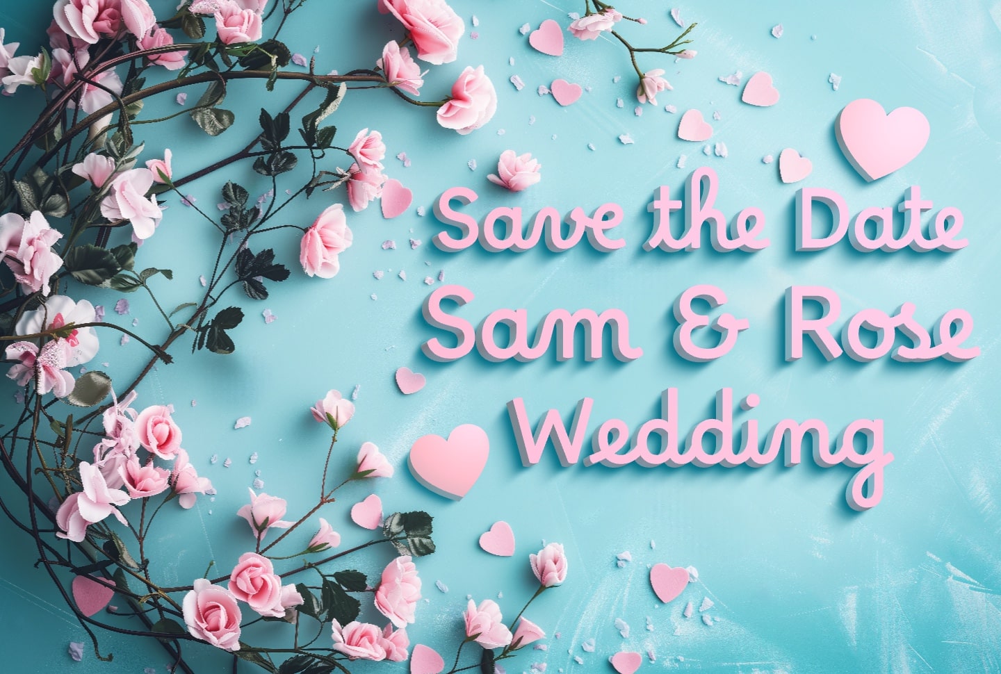 Wedding invitation with 3D typography.